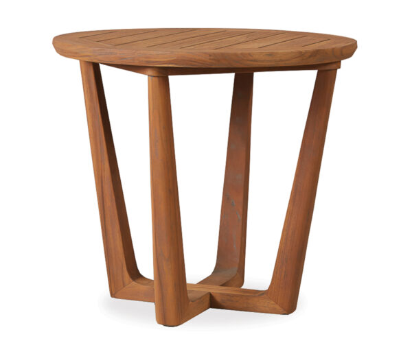 Teak 24" Round End Table - Sled Base